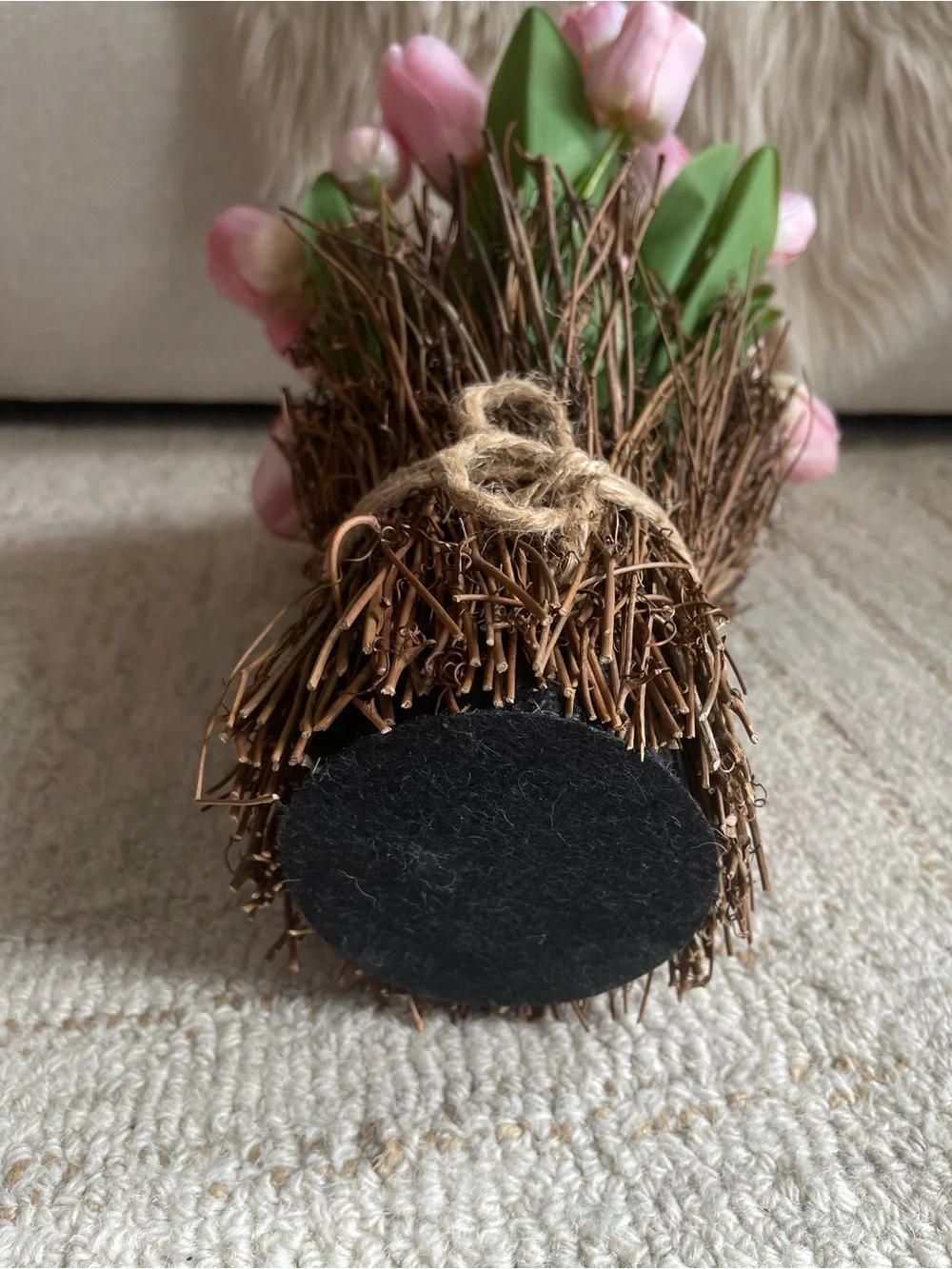 Pink Tulip Bouquet in Rustic Twig Arrangement